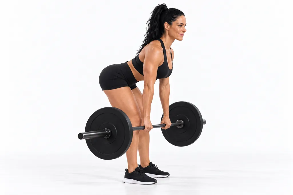 Barbell Bent-Over Row, frame 1 of 2